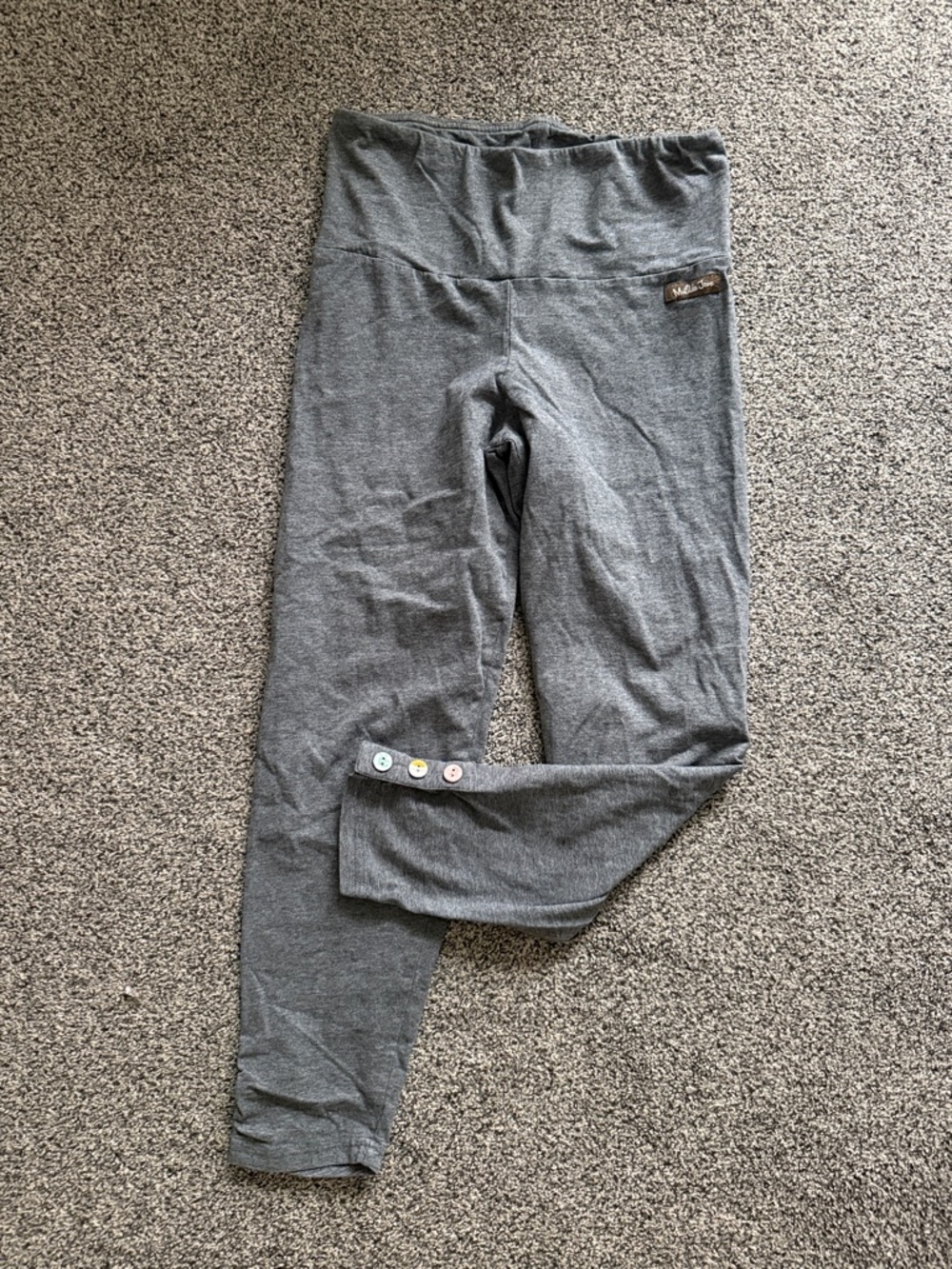 Grey Kids Leggings with Button Detail